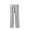 Pantalones de chándal de algodón de 320 g, estilo otoño, cintura alta, cordón, finos, holgados, casuales, a rayas, color liso, pantalones de pierna abierta para hombre