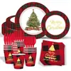 Suprimentos de Decoração de Festa de Natal e Ano Novo Mais Vendidos na Amazon Transfronteiriça Conjunto de Louça Descartável