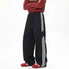 Nuevos Pantalones Casuales para Hombre 2026 para Otoño e Invierno, Marca de Moda de Punto Estilo Americano Pantalones de Pierna Ancha Curvos con Tres Rayas