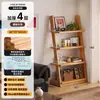 Estantería trapezoidal de madera maciza, estantería de pie, expositor para sala de estar, montado en la pared, estante de almacenamiento simple para el hogar, librería de múltiples niveles