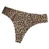 2026 Novo Europeu e Americano Quente e Sexy Macacão Sem Costura de Seda Gelo Estampa de Leopardo Zebra Cintura Baixa Entrecoxa de Algodão Puro Fio Dental Feminino