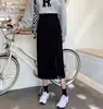 Saia Nova de Outono 2026, Cor de Café, Corte Evasê para Mulheres, Elegante e Chique, com Fenda, Cintura Alta, Emagrecedora, Comprimento Médio