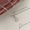 Collar de plata de ley S925 con forma de dona incrustada de diamantes para mujer, estilo japonés, diseño de nicho de alta gama, cadena para la clavícula, popular en Xiaohongshu