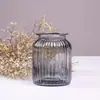 Vaso de vidro com grão vertical atacado vaso de vidro colorido retrô europeu decoração de flores criativo vidro tamanho pequeno