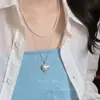 Colar de Coração Prateado Escovado Estilo Blogger de Verão High-End Estilo Ins Coreano Corrente de Suéter Empilhada Acessórios Femininos