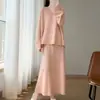 Vestido formal vermelho de lã pura com padrões florais de crochê, estilo chinês, de manga comprida, conjunto de 1,3 kg para mulheres, saia feita à mão para outono e inverno