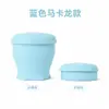 Taza plegable de silicona macaron, taza portátil para viaje para enjuague bucal, 180 ml, taza portátil para exteriores, taza retráctil creativa