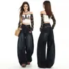 Jeans Retro Americanos de Pierna Ancha para Mujer 2025 Nuevo Estilo Petite Cintura Alta Diseño Adelgazante Pantalones de Longitud Completa