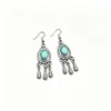Pendientes Turquesa Bohemios Transfronterizos, Accesorios de Plata Estilo Étnico, Pendientes de Borla de Gota de Agua de Alta Gama, Accesorios Festivos