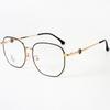 Estilo preppy retro metal irregular anti-luz azul espejo plano trébol decorativo montura de espejo para miopía para hombre y mujer