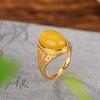Yilu anillo de plata S925 plata de ley chapado en oro cera de abeja cera vieja patrón Ruyi chino nuevo superficie de huevo anillo abierto vintage