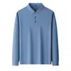 Camisa polo de manga larga para hombre de alto volumen para comercio exterior transfronterizo, con cuello camisero, transpirable, ropa casual de negocios para hombre, color liso, adecuada para papás