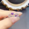 Anillo Popular de Amatista Natural al por Mayor de Fábrica Plata S925 Incrustado Piedra Principal 3*4 Joyería de Lujo Venta Directa de Fábrica