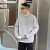 Suéter falso de dos piezas gris para hombre, tejido interior de estilo coreano de alta gama para invierno, abrigo cálido de ajuste limpio
