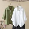 Cárdigan de Verano 2025 Estilo Coreano Color Puro Bajo Asimétrico Holgado para Mujer Camisa de Manga Corta Tops Venta al por Mayor