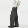 Pantalones de trabajo rectos estilo punk desgastados para hombre con diseño segmentado deconstruido, pantalones casuales holgados de moda