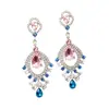 Pendientes de Borla con Forma de Gota de Agua y Pedrería Estilo Vintage Europeo y Americano Pendientes de Botón de Lujo Ligero de Gama Alta Pendientes Exagerados de Personalidad de Moda Accesorios para Mujeres