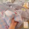 Funda de edredón de terciopelo de leche pieza única invierno engrosada franela vellón de coral dormitorio persona individual 150x200 doble cara vellón añadido funda de edredón a