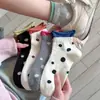 Meias Curta de Algodão Sem Costura Color Block de Bolinhas Estilo Coreano Novidade Primavera e Verão Atacado Meias Femininas Versáteis e Confortáveis
