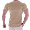 Camiseta Deportiva Fitness Muscular Nuevas Mallas Hombres Alta Elasticidad Correr Entrenamiento Secado Rápido Tops Casual Baloncesto Mangas Cortas