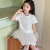 Camiseta de Manga Corta para Niña Pez Rojo Verano 2026 Nuevo Conjunto a Juego para Padres e Hijos Top con Lazo de Verano para Niñas de Secundaria