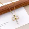 Colar Venda Quente Transfronteiriça Colar de Laço Acessórios Estilo Ins Simples Cobre Incrustado Zircônia Moda Acessórios Versáteis