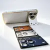 Adecuado para protector de lente de teléfono Apple 17 Pro Max con soporte metálico plegable, protector de lente i18 Pro con purpurina AR