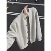 Chaqueta cárdigan de punto cleanfit gris claro para hombre otoño perezoso sensación de alta gama cárdigan de botones suéter cuello redondo retro