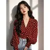 Nuevo Diseño 2026: Elegante Camisa de Manga Larga de Año Nuevo con Lunares, Blusa Estilo Francés
