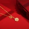 Colgante redondo de la fortuna de plata esterlina S925, cadena de clavícula de moda para mujer, collar de alto sentido, cadena de suministro en vivo, regalo al por mayor