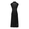 Comercio Exterior Venta al por mayor Transfronteriza 2026 Nuevo Estilo Europeo y Americano Moda Femenina Elegante Ajustado Malla de Seda Patchwork Vestido Midi