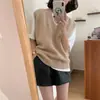 Colete de Tricô Preto Sem Mangas para Mulheres 2026 Novo Estilo Primavera e Outono Peça de Roupa Externa Solta Colete Suéter Gola V Camada para o Início do Outono