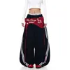 Estilo Retro Americano Calças de Moletom Casuais Listradas em Camadas Nicho Curvas Unissex Hip-Hop Street Dance Largas de Perna Larga Tendência