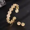 Europeu e Americano Mais Vendido Luxo Leve Rosto Sorridente Micro-Incustado com Diamante Moda Pulseira Aberta Anel Conjunto Temperamento Fashion Zircônia Versátil