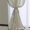 Cortina de gasa blanca de ensueño con diseño de espina de pescado, de algodón y lino, transparente y permeable para sala de estar, balcón y dormitorio