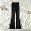 Leggings de abrigo para mujer estilo nuevo 2026, finos para primavera y otoño, de cintura alta, control de abdomen, con franja lateral, ligeramente acampanados, con un corte suelto tipo tiburón