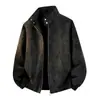Nueva chaqueta para hombre 2026 con cuello de solapa, abrigo de piel sintética PU, corte holgado, estilo moderno de Hong Kong