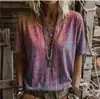 Camiseta de manga corta con cuello redondo para mujer talla grande de Amazon, con estampado digital 3D, moderna y casual, prenda básica versátil