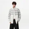 Suéter Cardigan Jacquard Fair Isle Retrô Americano Masculino Outono Solto Casual Estilo Preguiçoso Malha Quente