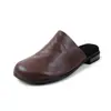 Mocasines suaves de piel de oveja, sandalias de piel de vaca de 2 cm con punta cerrada, adecuados para ir al trabajo y para uso en exteriores, mules/medias zapatillas