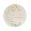 Atacado Helloworld Disco de Madeira 10cm DIY Estatísticas de Nascimento de Bebê Placa de Anúncio de Nome de Madeira