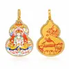 Pingente de Cabaceira Thangka Pintado à Mão com Incrustação de Ouro Estilo Xizang com Tara Verde Zaki Lhamo, Ornamento Pingente Decorativo