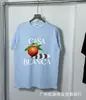 Camiseta Roja de Verano de Manga Corta con Logo Blanco de Casablanca, Marca de Moda Tendencia, Cuello Redondo, Estampado Minimalista, Redondo, Niche Casa