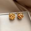 Brincos de Bola Trançada Luxo Alto Padrão Nicho Elegante Moda Exquisite Retro Versátil Argola de Prata S925 Joias