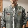 Marca de moda de otoño e invierno Abrigo de mezclilla para hombre holgado retro chaqueta de solapa versátil High Street para hombre top 539