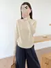 Suéter Vintage Clássico Estilo Old Money com Tranças para Mulheres, Manga Longa, Caimento Solto, Emagrecimento, Lã Brilhante, Gola Redonda, Suéter Base