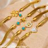 Pulsera europea y americana de acero de titanio chapado al vacío en horno de 18K, turquesa, árbol de la vida, esmerilada, mariposa, corazón de melocotón