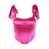 Top de tirantes sin espalda con cinturón de color sólido de satén sexy europeo y americano para mujer, estilo de fiesta sexy europeo y americano