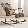 Cadeira de Balanço Externa Varanda Lazer Mesa de Centro Combinação Jardim Pátio Reclinável Externo Adulto Rattan Nórdico Tecido Sofá Preguiçoso