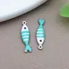 Pingente de Peixe Dourado com Gotejamento de Óleo em Aço Inoxidável Banhado a Ouro Pingente DIY Moda Europeia e Americana Colar Chaveiro Acessórios de Joias